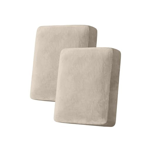 Couch Cover Stretch Velvet Sofa Cushion Cover 2 (Taupe / 2PC Seater or Backrest)