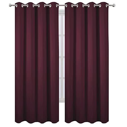 Burgundy Red Thermal Blackout Curtains (Burgundy Red / 52"W x 108"L (Pack of 2))