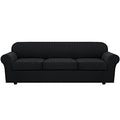 4 Piece Stretch Sofa Covers for 3 Cushion Couch Covers for Living Room Furniture Slipcovers (X-Large / Black)
