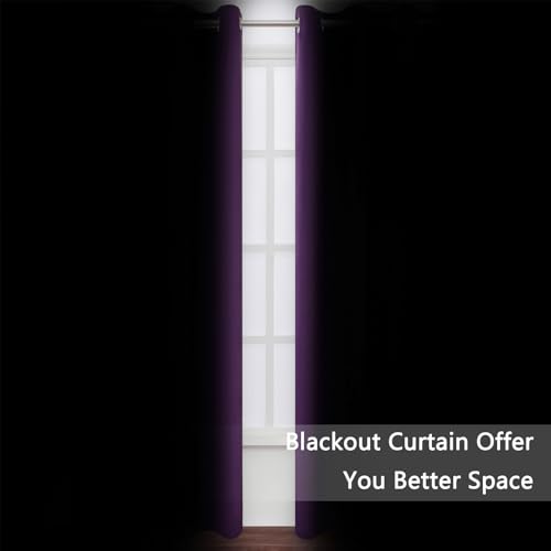 Blackout Curtains 52 x 90 Inch Long Purple Curtains Set of 2 Panels Room Darkening Curtains for Bedroom and Living Room (Purple / 52"W x 90"L (Pack of 2))