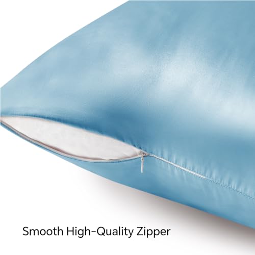Zipper Satin Pillowcases (Blue / Standard (20" x 26")-Zipper)