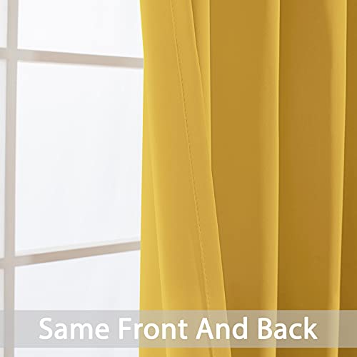 Room Darkening Curtains 52x72 inch Long Mustard Yellow (Mustard Yellow / 52"W x 72"L (Pack of 2))