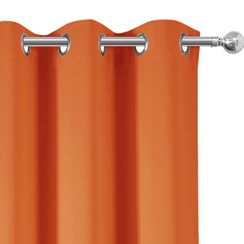 Blackout Curtains 52 x 90 Inch Long Orange Curtains Set of 2 Panels Room Darkening Curtains for Bedroom and Living Room (Orange / 52"W x 90"L (Pack of 2))