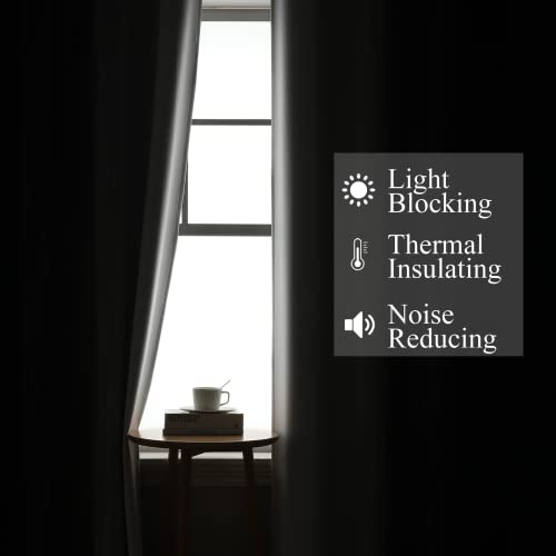 Black and Greyish White Ombre Blackout Curtains for Bedroom 102 Inches Long (Black and Greyish White / 52"W x 102"L (Pack of 2))