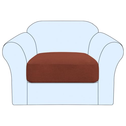 Stretch Couch Cushion Covers Individual Seat Sofa Chair Slipcovers Cushion Protector Cover Featuring Jacquard Textured Twill Fabric (Rust)