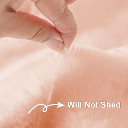 Faux Fur Plush Sofa Covers for Couch Washable Rabbit Plush Couch Cover Cozy Faux Fur Sectional Covers for Dogs Fluffy Plush L Shaped Sofa Cover Pet Couch Protector (71" x 134" / Z-plush:pink)