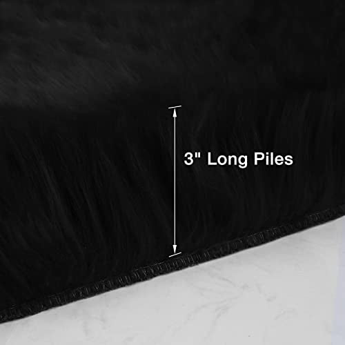 Black Faux Sheepskin Fur Rug 3x5 ft (Black / 3' x 5' (Rectangular))