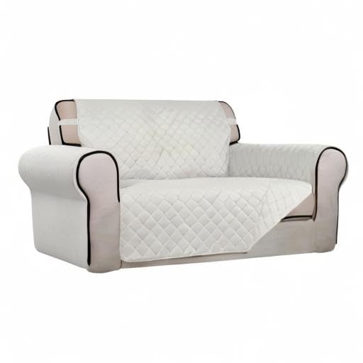 Reversible Quilted Couch Covers for Dogs Loveseat Sofa Cover 46.5” (Medium / Ivory/Ivory)