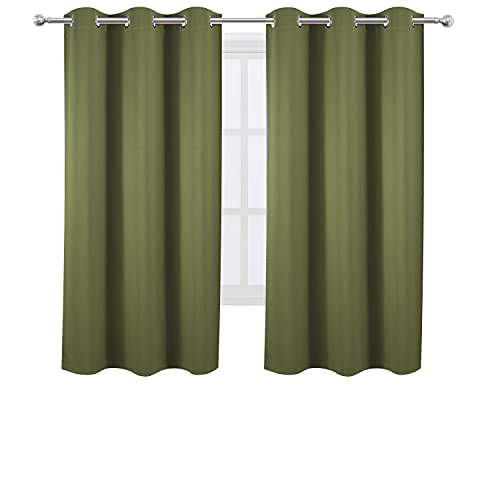 Olive Green Blackout Curtains 42 x 63 Inch Length (Olive Green / 42"W x 63"L (Pack of 2))