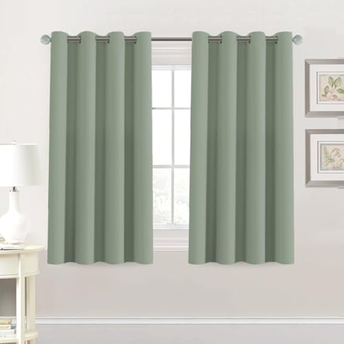 Blackout Curtain for Living Room Thermal Insulated Window Treatment Curtain 54 inch Length Energy Saving Solid Grommet Top Blackout Drape (52"W x 54"L (Pack of 1) / Cyan)