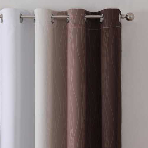 Brown and Greyish White Blackout Curtains 52Wx84L 2 Panels (Brown and Greyish White / 52"W x 84"L (Pack of 2))