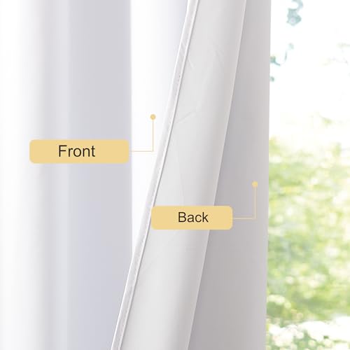 100% Blackout Window Curtain Panels 40" Length (Snow White / 42"W x 40"L (Pack of 2))