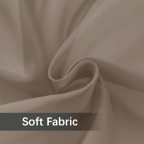 Solid Sheer Rod Pocket Curtain Voile Draperies 2 Panels White Beige Black Grey Ivory 52 Inch Width 45 Inch Long 1 Pair for Kitchen Bedroom Children Living Room Yard (Taupe / 52"W x 45"L (Pack of 2))
