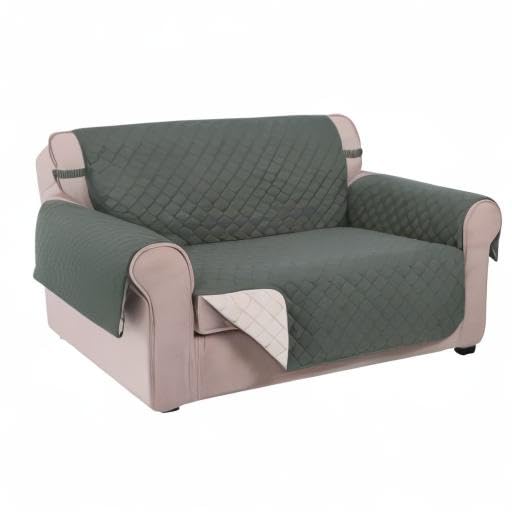 Loveseat Sofa Cover for 2 Cushion Couch (Grey/Beige / 54"loveseat-medium)
