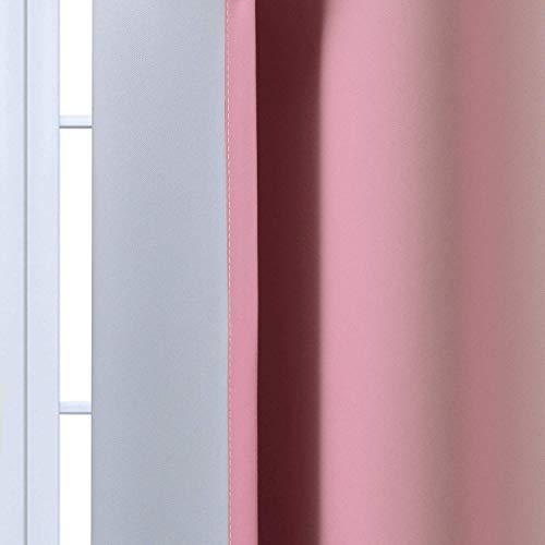 Ombre Curtains Pink and Greyish White for Living Room (52"W x 84"L (Pack of 2) / Pink)