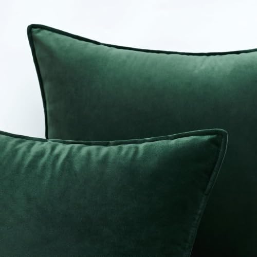 Christmas Decorative Army Green Velvet Euro Sham Pillow Covers 28x28 (28" x 28" (Pack of 2) / Army Green)