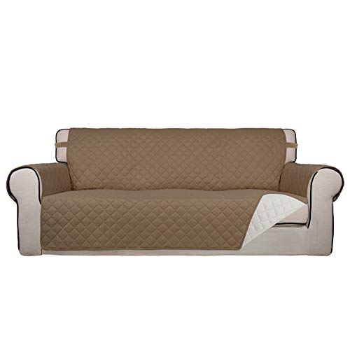 Reversible Quilted Sofa Cover (X-Large / Camel/Ivory)