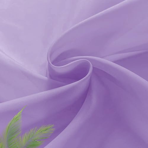 Basic Rod Pocket Sheer Voile Window Curtain Panels Lavender 1 Pair 2 Panels 26 Width 24 Inch Long for Kitchen Bedroom Children Living Room Yard（Lavender (Lavender / 26"W x 24"L (Pack of 2))