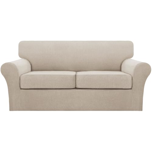 3 Piece Sofa Covers for 2 Cushion Couch Sofa Slipcover Soft Couch Cover for Dogs (Sofa (2 Cushion) / Island Fossi)