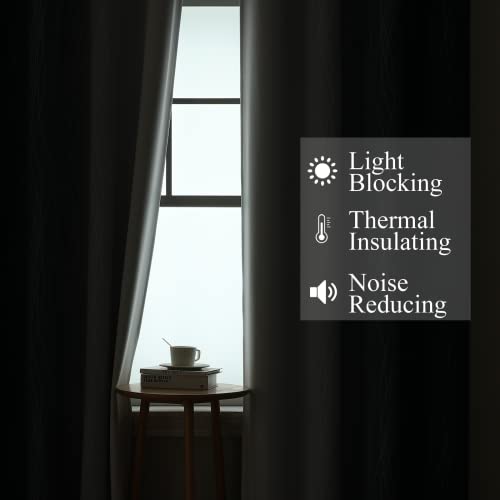 Navy Blue and Greyish White Blackout Curtains for Living Room 63 Inch Long (Navy Blue and Greyish White / 42"W x 63"L (Pack of 2))