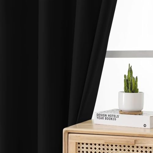 Blackout Curtains 108 Inches Long (Bright Black / 52"W x 108"L (Pack of 2))