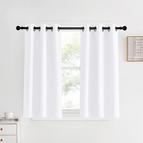 White Short Window Curtains 40 inch Long for Windows (Pure White / 34"W x 40"L (Pack of 2))