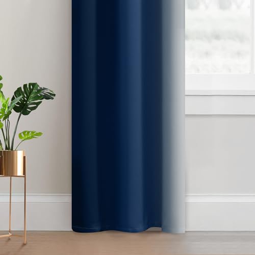 Ombre Curtains Blue and Greyish White for Living Room (42"W x 84"L (Pack of 2) / Blue)