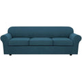 4 Piece Stretch Sofa Covers for 3 Cushion Couch Covers for Living Room Furniture Slipcovers (Large Plus / Deep Teal)