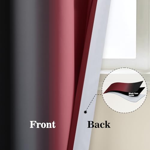 Blackout Ombre Burgundy and Black Curtains for Bedroom (52"W x 63"L (Pack of 2) / Burgundy and Black)