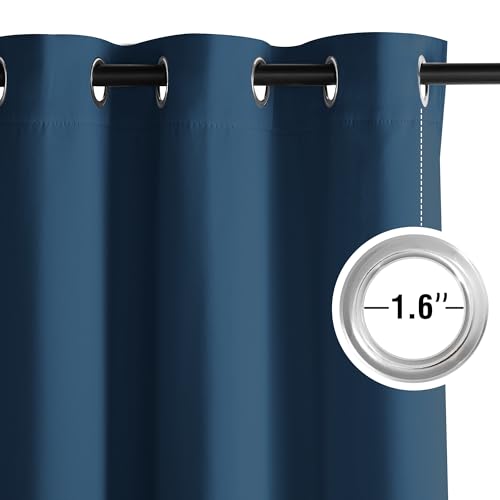 Morrocan Blue Room Darkening Curtains 36 Inches Long 2 Panels for Living Room (Dark Blue / 40"W x 36"L (Pack of 2))