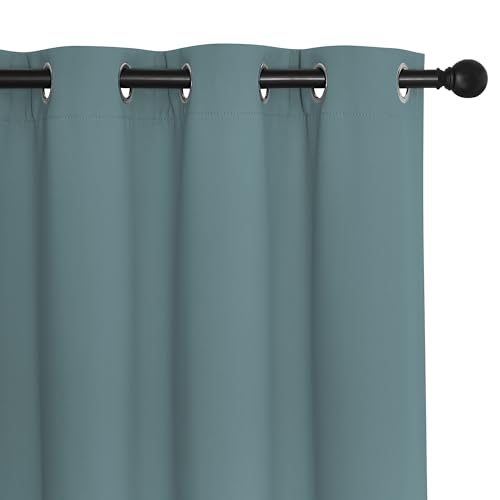 Blackout Drapery Curtain Panel 90 inches Long (Greyish Blue / 46"W x 90"L (Pack of 1))