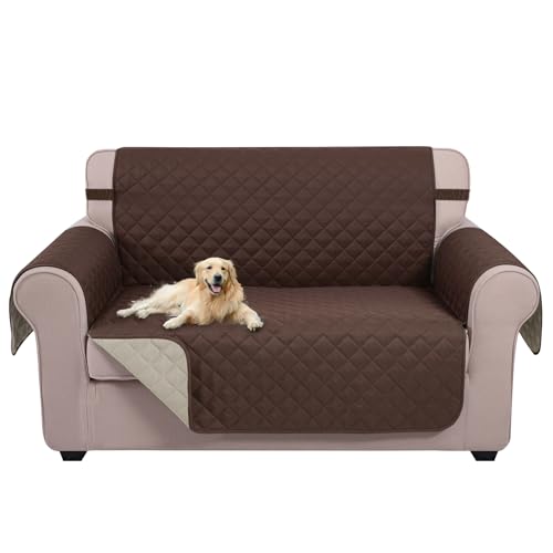 Loveseat Sofa Cover for 2 Cushion Couch (Coffee/Beige / 54"loveseat-medium)