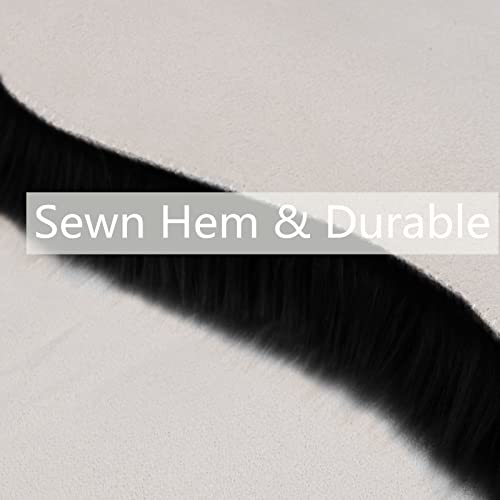 Black Faux Sheepskin Runner Rugs 2x6 ft (Black / 2' x 6' (Runner))