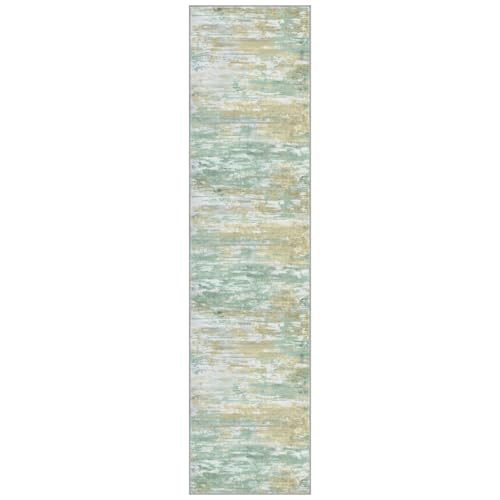 Modern Abstract Hallway Runner Rug (Light Green Yellow / 2' x 8' (Runner))