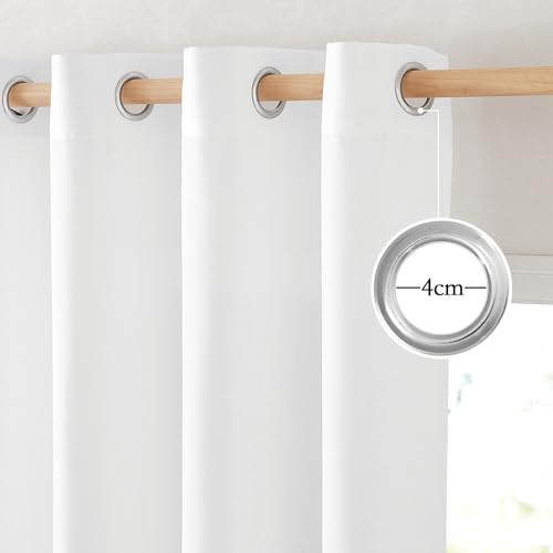 Thick Linen 120 inch Curtains for Living Room (White / 55"W x 120"L (Pack of 2))