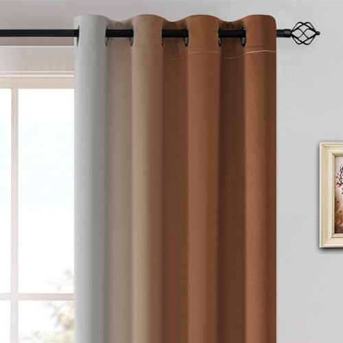 Greyish White and Burnt Orange Ombre Curtains (52"W x 63"L (Pack of 2) / Burnt Orange)