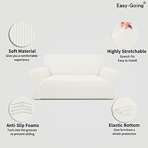 Stretch Loveseat Couch Covers Washable Cream (Medium Loveseat / Cream)