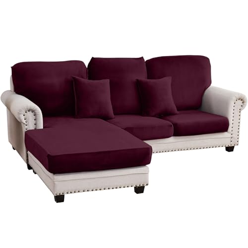 Couch Cover 3 (Wine / 2 Seater + Chaise)