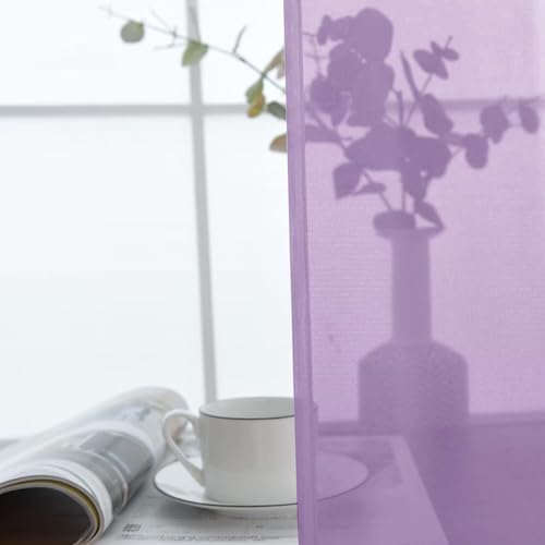 Lavender Sheer Curtains 4 Panels Rod Pocket Semi (Lavender / 52"W x 96"L (Pack of 4))