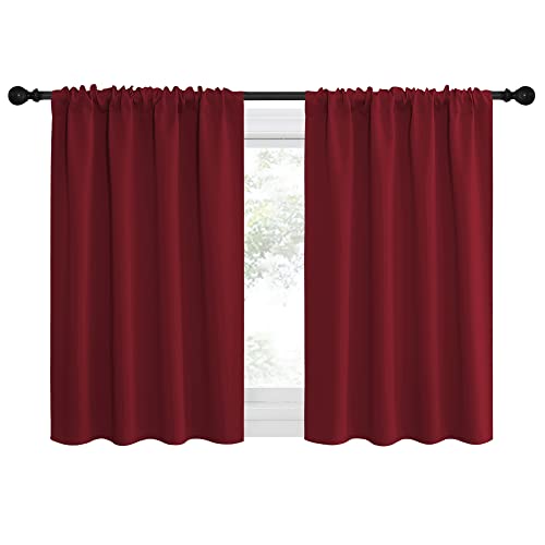 Burgundy Red Blackout Curtains for Kitchen 42" w x 36" L 2 Panels (Burgundy Red / 42"W x 36"L (Pack of 2))