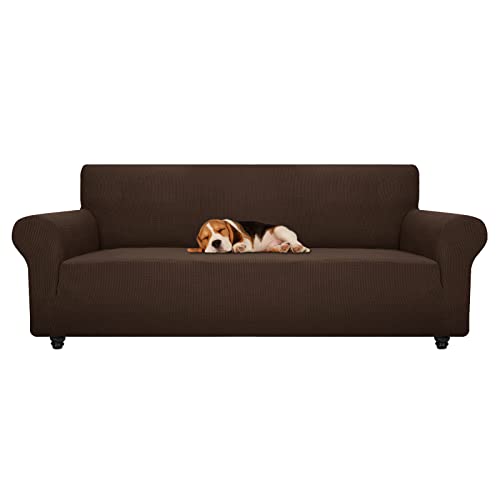 Stretch Oversized Couch Cover Universal Sofa Covers for Living Room Dogs Pet Furniture Protector Spandex Extra Large Sofa Slipcovers with Anti Slip Foam Sticks (Coffee / X-Large (92"-115"))
