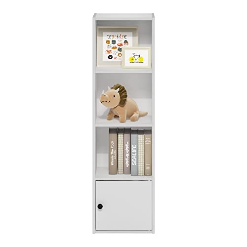 Luder Shelf Bookcase with 1 Door Storage Cabinet (White / 4-Cube with Cabinet)