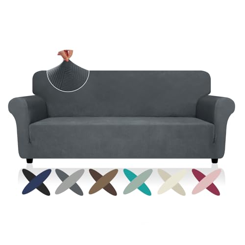Super Stretch Couch Cover (- Dark Grey / Large (72"-92"))