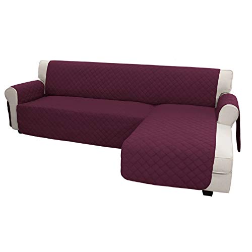 Sofa Slipcover L Shape Sofa Cover Sectional Couch Cover Chaise Lounge Slip Cover Reversible Sofa Cover Furniture Protector Cover for Pets Kids Children Dog Cat (X-Large / Wine/Wine)