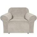 Stretch Velvet Armchair Cover Couch Covers 1 Cushion Chair Slipcover for Living Room Furniture Cover Crafted from Thick Comfy Rich Velour (French Oak / Armchair)
