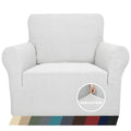 1 Piece Jacquard Chair Slipcovers for Living Room High Stretch Chair Covers with Arms Anti Slip Pets Friendly Couch Sofa Armchair Cover Furniture Protector (Small (31"-46") / White)