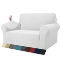 1 Piece Jacquard Couch Covers for 2 Cushion Couch High Stretch Loveseat Slipcover for Pets Dogs Anti Slip Love Seat Sofa Slipcover Furniture Protector (Medium (55"-69") / White)