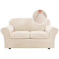 3 Piece Stretch Sofa Covers Couch Covers for 2 Cushion Couch Loveseat Covers Width Up to 72 Inch Feature Thick Soft Stay in Place (2 Cushion Loveseat / Cream)