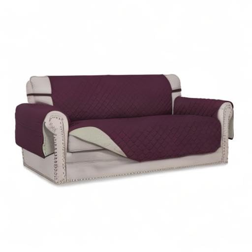 Reversible Couch Cover (Wine/Beige / Medium-XL Loveseat)