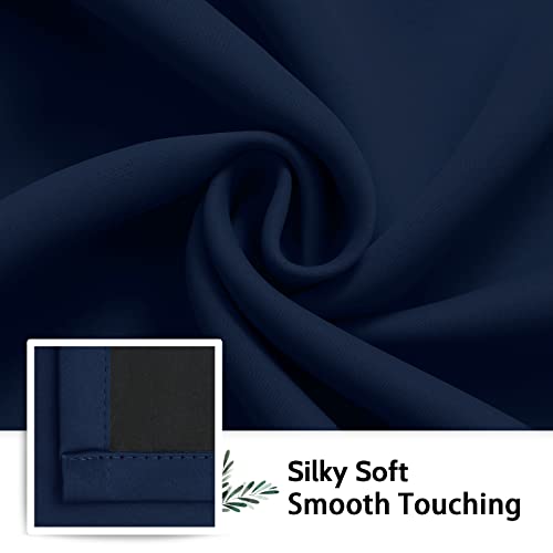 Navy Blue 100% Blackout Curtains Room Darkening Living Room 63 (Navy Blue / 42"W x 63"L (Pack of 2))